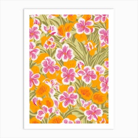 Iris Floral Print Retro Pattern 1 Flower Art Print