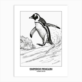 Penguin Sliding On Ice Poster 4 Art Print