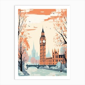 Vintage Winter Travel Illustration London United Kingdom 5 Art Print