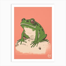 Frog Unimpressed, Matsumoto Hoji Inspired Japanese Green And Pink 2 Art Print