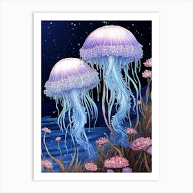 Lions Mane Jellyfish Illustration 1 Art Print