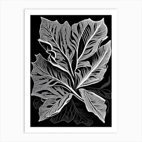 Spinach Leaf Linocut Art Print