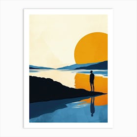 Sunset Over The Lake Como, Minimalism Art Print