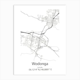 Wodonga,Australia Minimalist Map Art Print