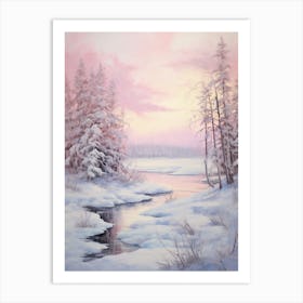 Dreamy Winter Painting Rovaniemi Finland 1 Art Print