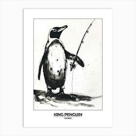 Penguin Fishing Poster Art Print