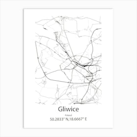 Gliwice,Poland Minimalist Map Art Print