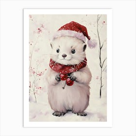 Christmas Otter 1 Art Print