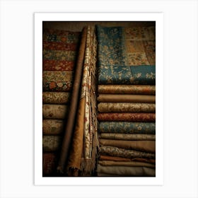 Pile Of Fabrics Art Print