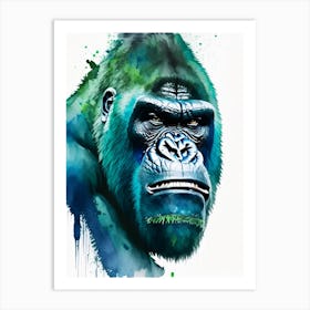 Angry Gorilla Showing Teeth Gorillas Mosaic Watercolour 1 Art Print