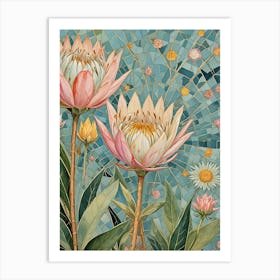 Mosaic Proteas Art Print