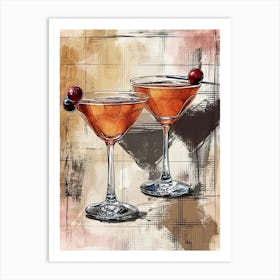 Whiskey Sour Watercolour Inspired Illustration Art Print