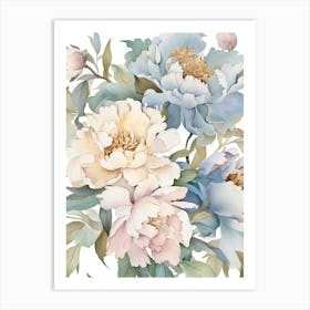 Watercolor Peonies Art Print