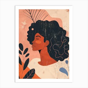 Portrait Of A Woman With Curly Hair 1 Art Print