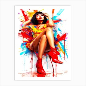 Fashion Model Icon - Model Pose Sitting Art Print