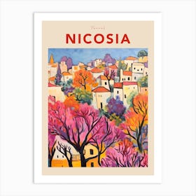 Nicosia Cyprus Fauvist Travel Poster Art Print