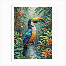 Tropical Toucan In The Rain Art Print