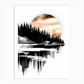 Landscape With Trees And Moon Art Print