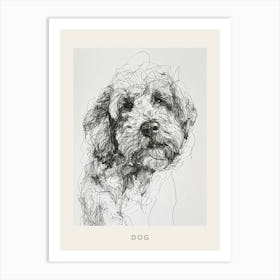 Long Hair Furry Dog Line Sketch 5 Poster Art Print