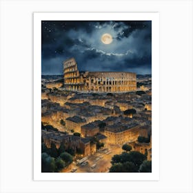 A Nocturnal Vision of the Colosseum Art Print