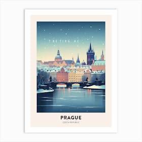 Winter Night  Travel Poster Prague Czech Republic 1 Art Print