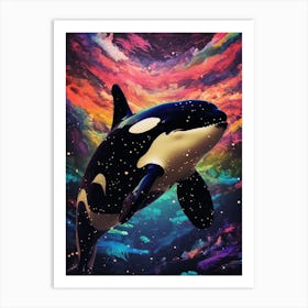 Orca Whale Space Collage 1 Art Print