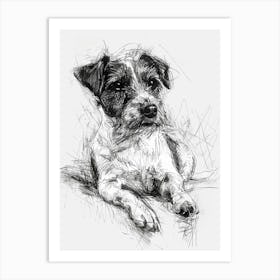 Parson Russell Terrier Dog Line Sketch  2 Art Print