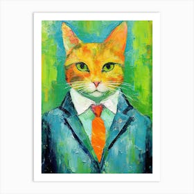 Oil Painted Catwalk; Whiskered Elegance Art Print