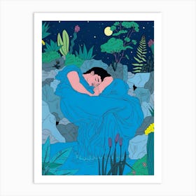 Girl Sleeping In The Moonlight Art Print