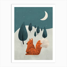 Scandi Squirrel Nursery Print Art Print