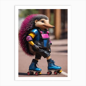 Hedgehog On Skateboard Art Print