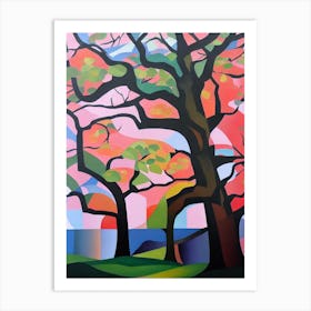 English Oak Tree Cubist 1 Art Print