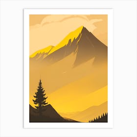 Misty Mountains Vertical Composition In Yellow Tone 38 Art Print