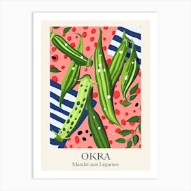 Marche Aux Legumes Okra Summer Illustration 4 Art Print