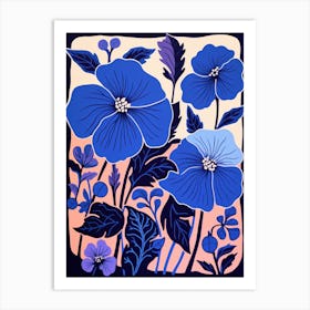 Blue Flower Illustration Hibiscus 3 Art Print