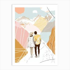 Couple Walking In The Mountains Art Print