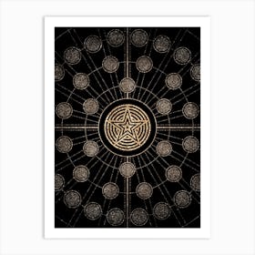 Geometric Glyph Radial Array in Glitter Gold on Black n.0268 Art Print