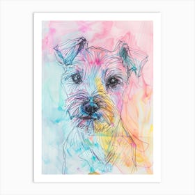 Pastel Norfolk Terrier Dog Line Illustration 2 Art Print