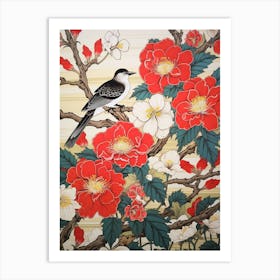 Morning Glory And Bird 2 Vintage Japanese Botanical Art Print