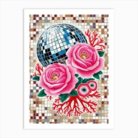 Disco Ball And Roses Art Print