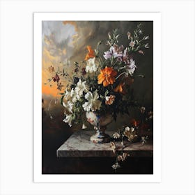 Baroque Floral Still Life Canterbury Bells 4 Art Print