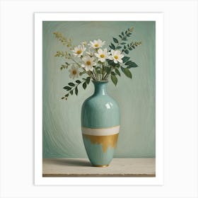 White Flowers In A Vase Art Print