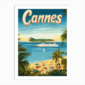 Aihrgdesign A Retro Travel Poster For Cannes Featuring The Sc Efd46301 0bd5 4393 9fe3 296d3f6c48c5 3 Art Print