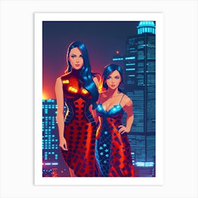 Two Girls In A City Art Print