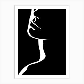 Silhouette Of A Woman'S Face Art Print