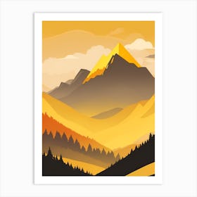 Misty Mountains Vertical Composition In Yellow Tone 14 Art Print