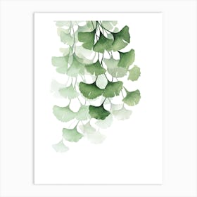 Green Gingko Branch Art Print