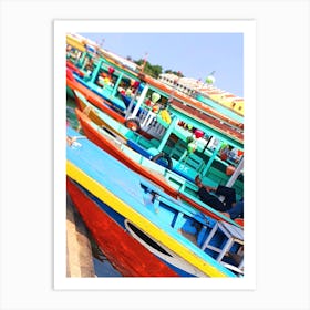 Colorful Boats In The Harbor Art Print