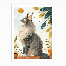 Maine Coon Storybook Illustration 4 Art Print