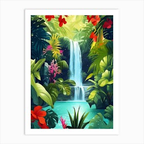 Waterfall In The Jungle 2 Art Print